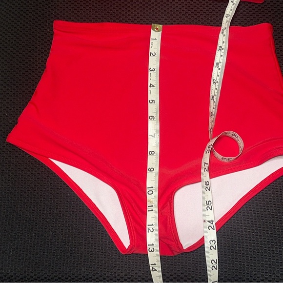 SOLDWomen’s S High Waisted Red Bikini Retro 1950s Classic Daisy RuffleBust Pinup - Picture 8 of 9
